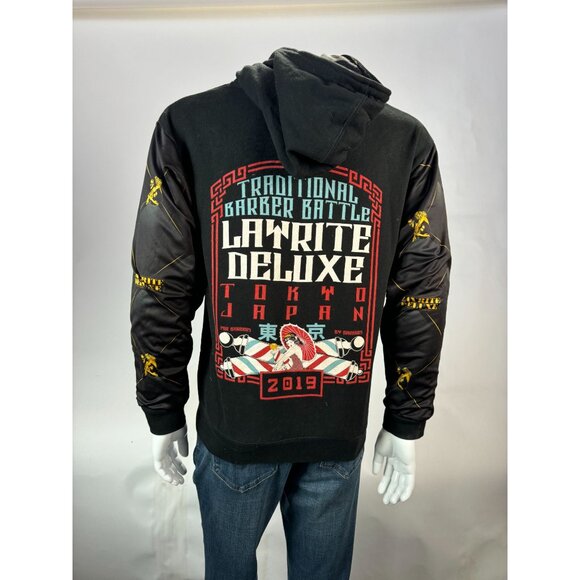 Layrite Deluxe Traditional Barber Battle Hoodie 2019 Tokyo Japan Black Cotton/Po - Picture 3 of 16